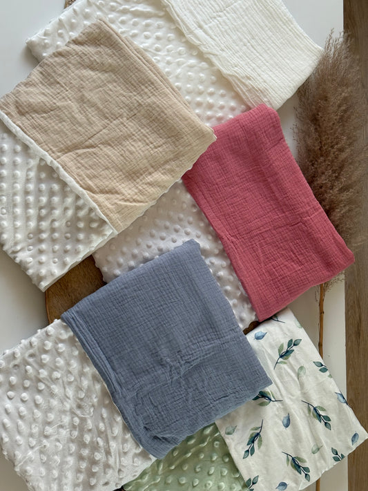 Plaid personnalisé gaz de coton et minky